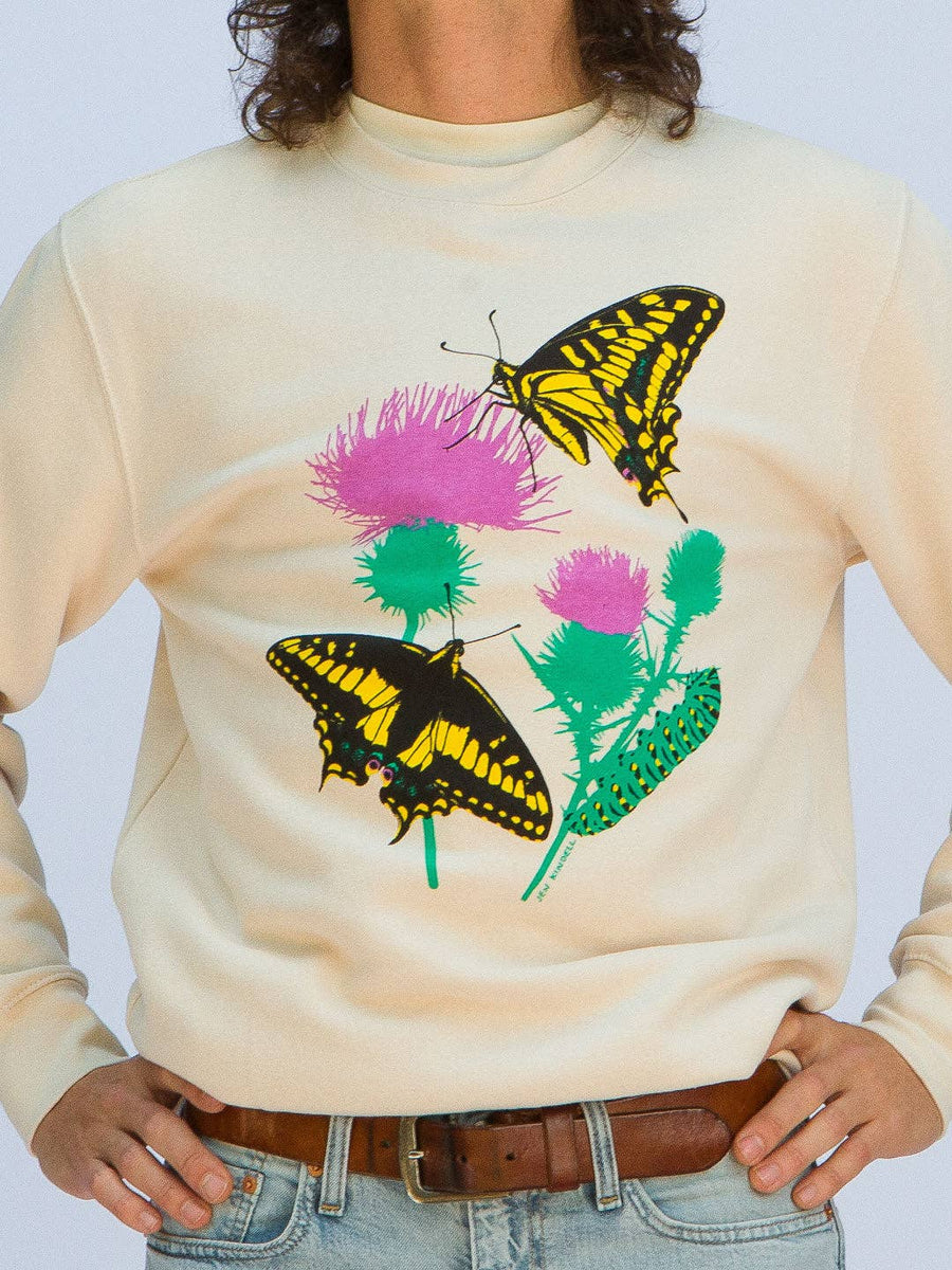 Butterfly Garden Crewneck Sweatshirt Cream