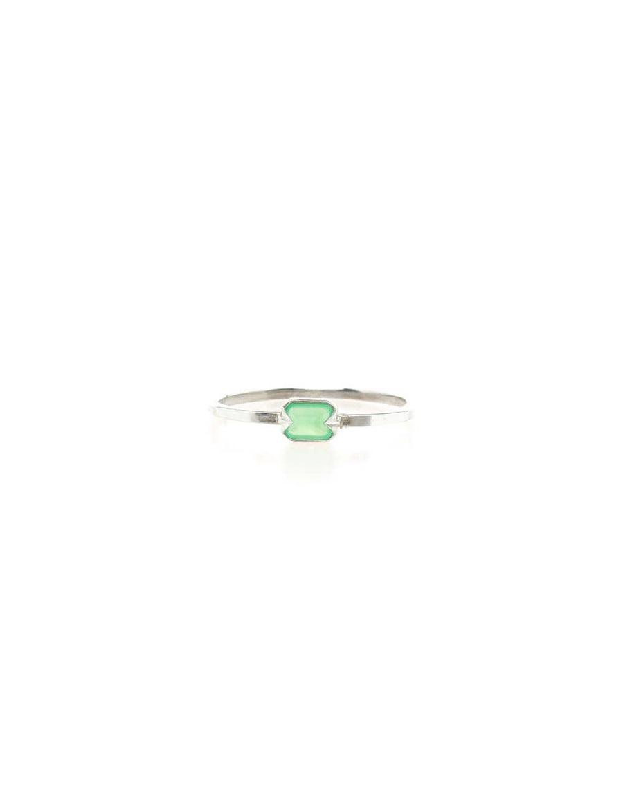 Far Out Ring - recycled sterling, recycled gold, Chrysoprase, Moonstone, Chalcedony