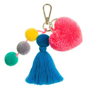 Pom Pom Keyring heart and tassel Blush