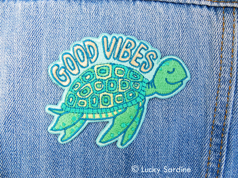 Sea Turtle, Good Vibes Embroidered Patch