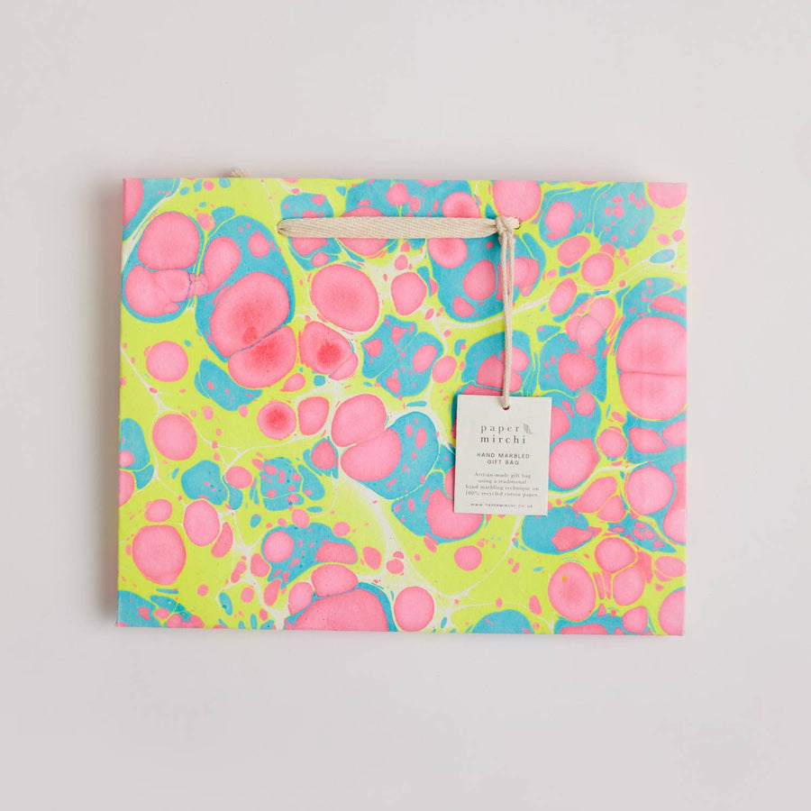 Hand Marbled Gift Bags (Medium) - Neon