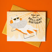 Brilliant Birthday Cat- Risograph Card