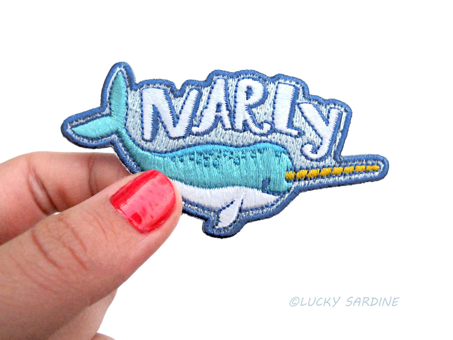 Narwhal, "NARLY" Embroidered Patch