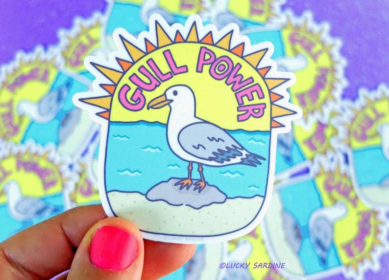 Seagull Gull Power Girl Power Ocean Vinyl Sticker