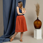 Linen Midi Skirt Sophia Cinnamon Red