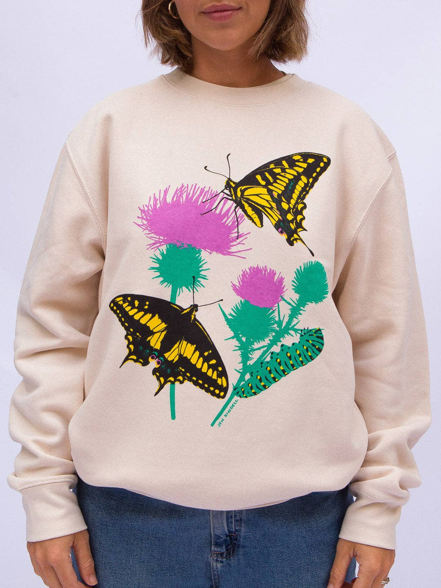 Butterfly Garden Crewneck Sweatshirt Cream