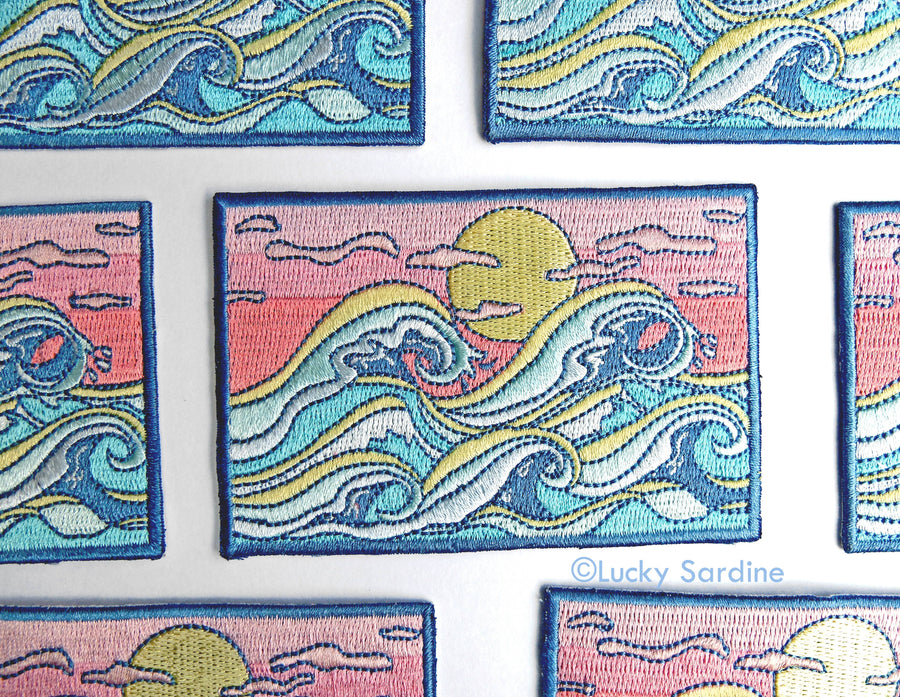 Ocean Waves, Ocean Sunset Embroidered Patch