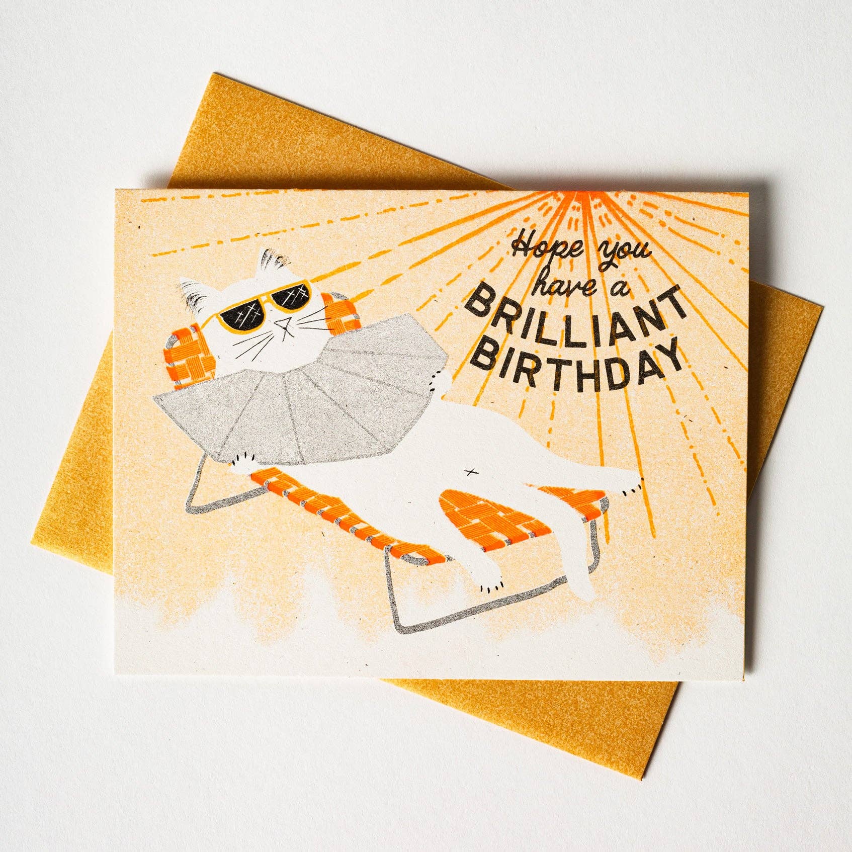 Brilliant Birthday Cat- Risograph Card