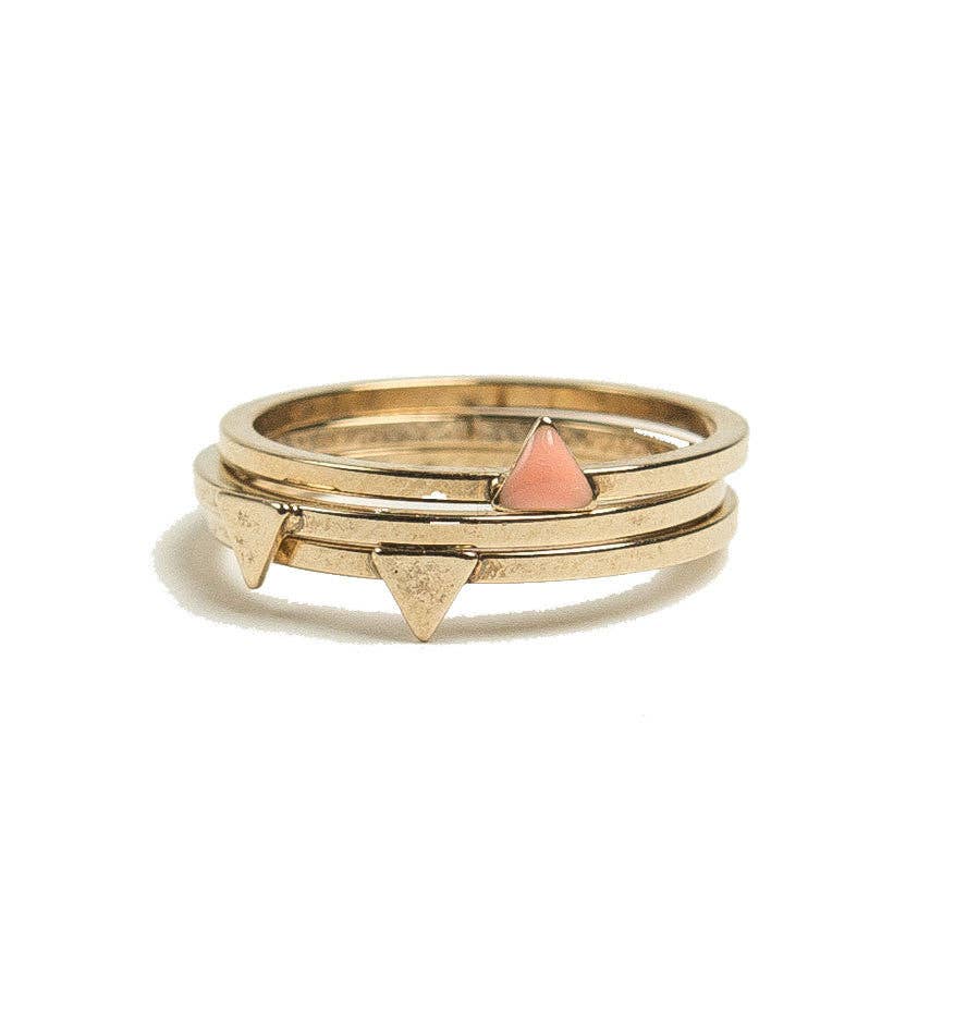 Enamel Triangle Stacking Ring: 6 / Coral