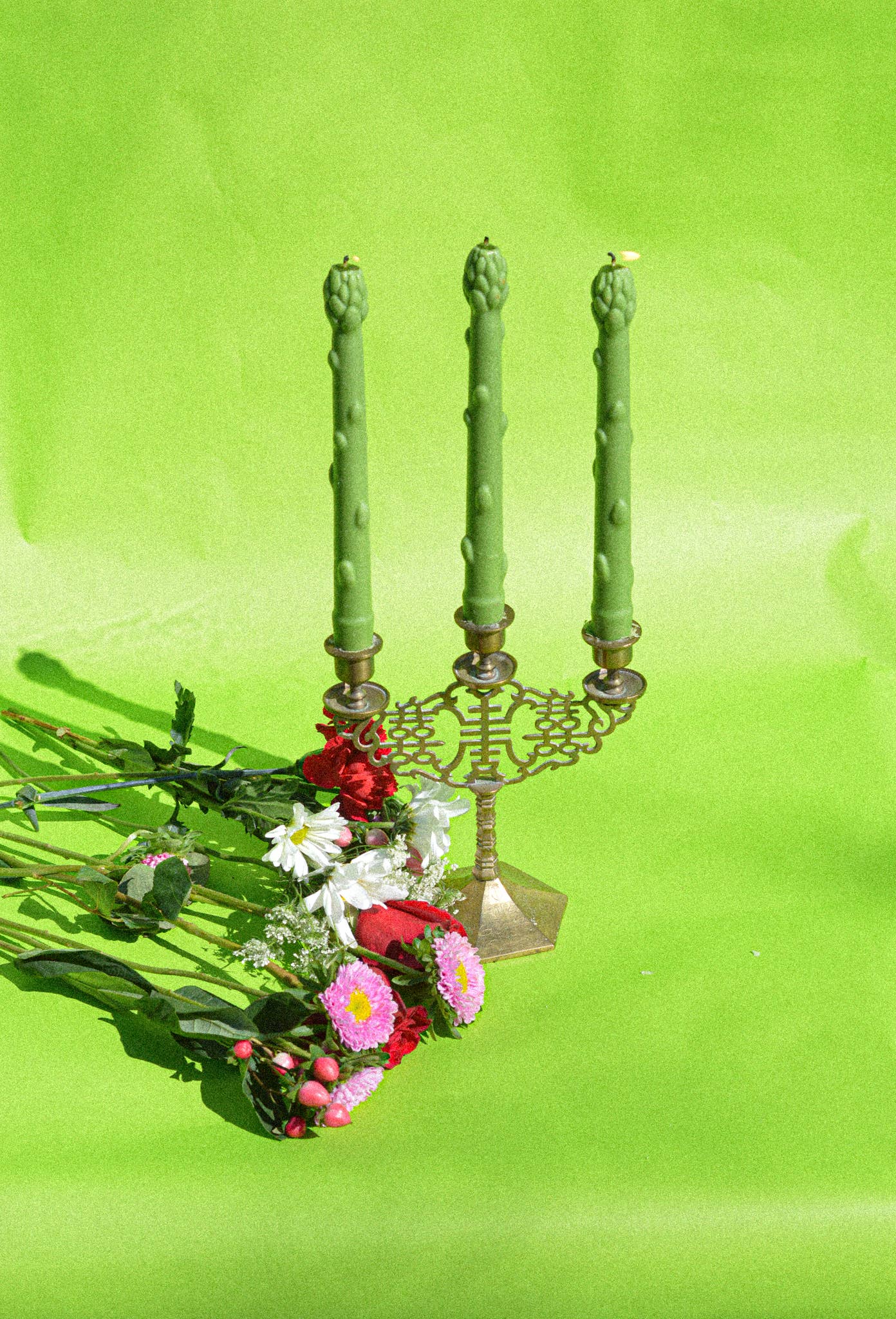 Asparagus Taper Candlestick Set of 2