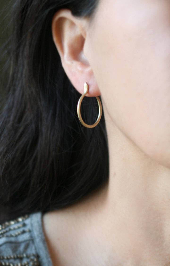 Snake Hoop Earrings in Brass or Sterling Silver with Gemston: Brass / Sapphires