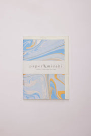 Hand Marbled Greeting Card - Free Spirit Powder Blue