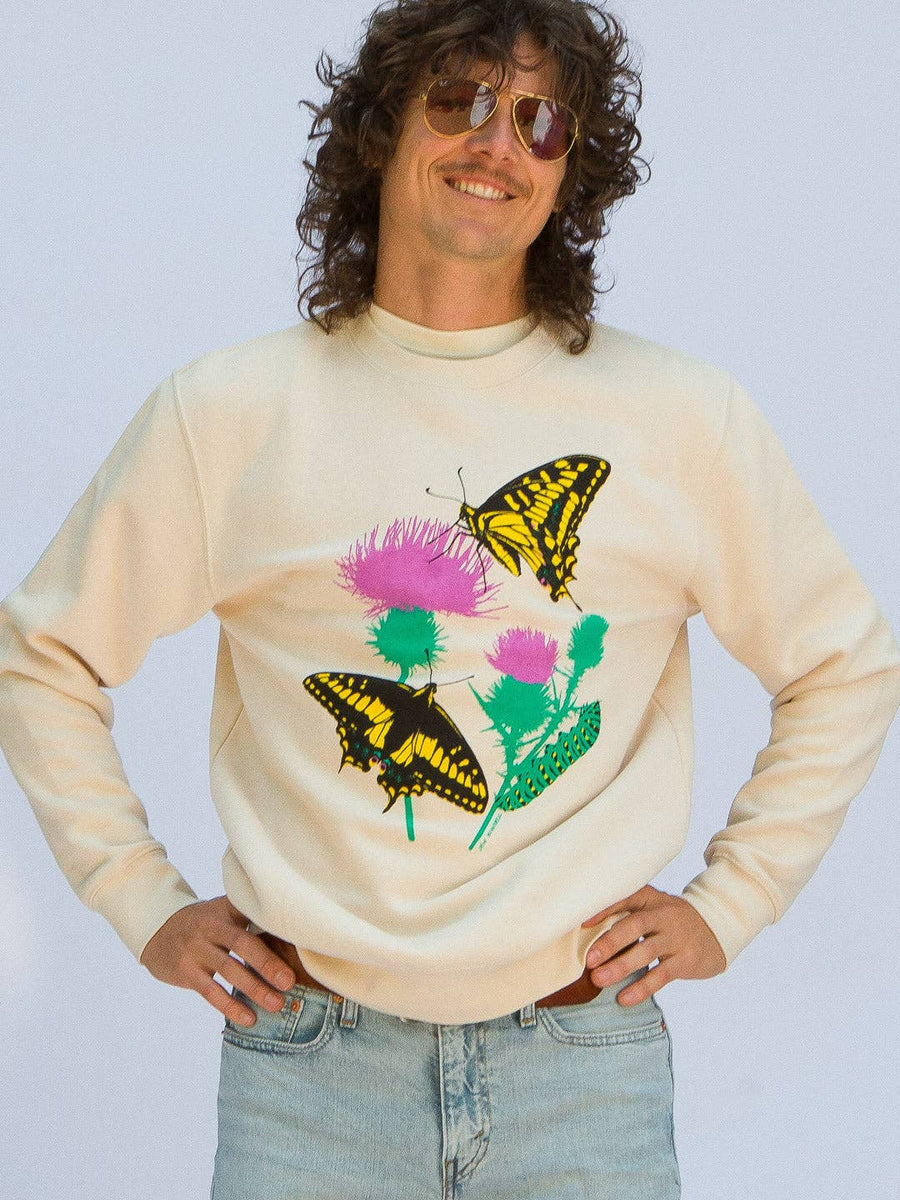 Butterfly Garden Crewneck Sweatshirt Cream