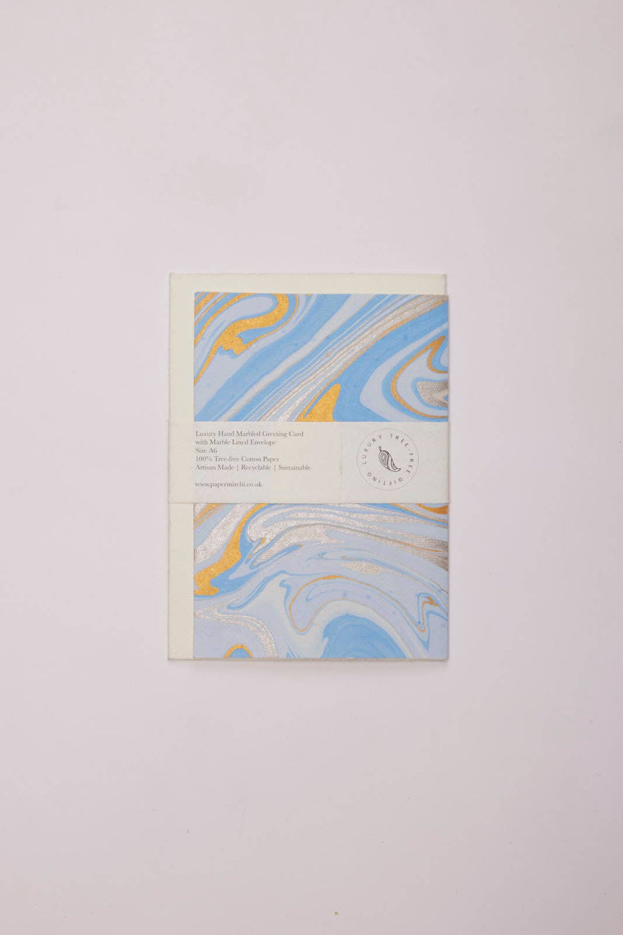 Hand Marbled Greeting Card - Free Spirit Powder Blue