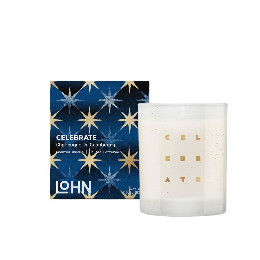 LOHN Holiday Candle - CELEBRATE - Champagne & Cranberry Scent