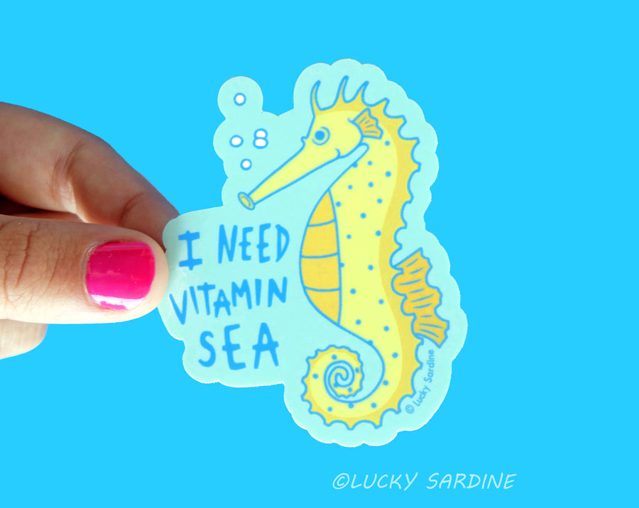 I Need Vitamin Sea, Seahorse Vinyl Sticker