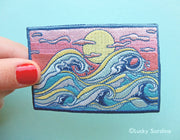 Ocean Waves, Ocean Sunset Embroidered Patch