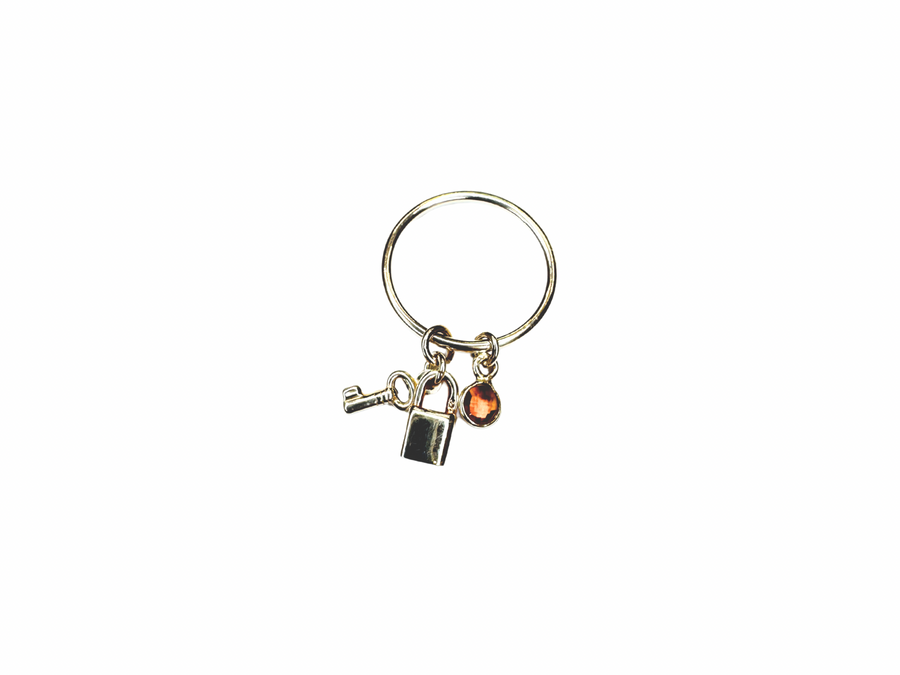 Charm Ring - lock and key charm ring- recycled silver