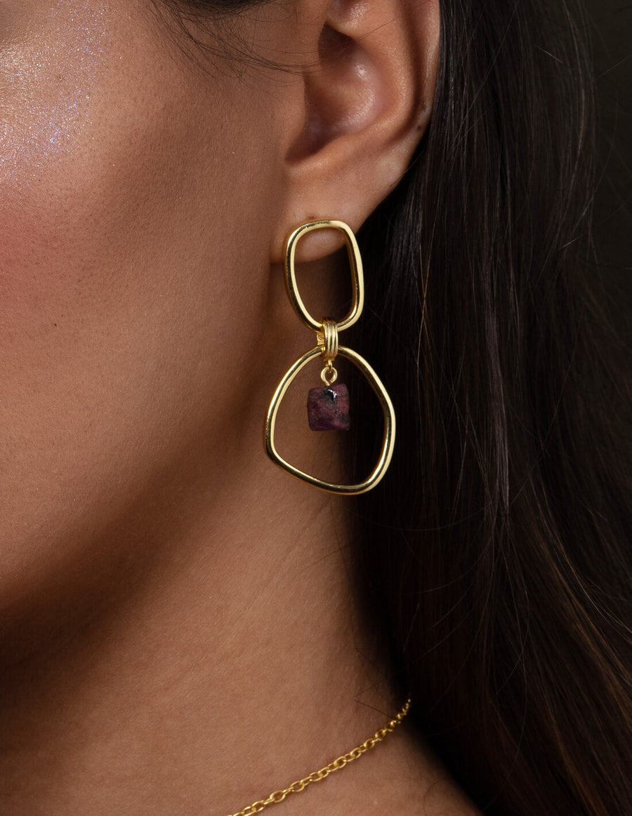 Planetary Garnet Hoops