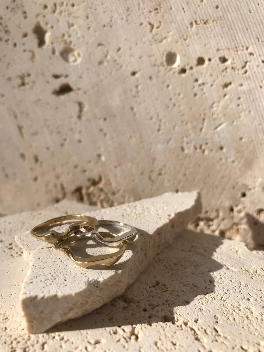 rivulet stacking rings in brass or sterling silver