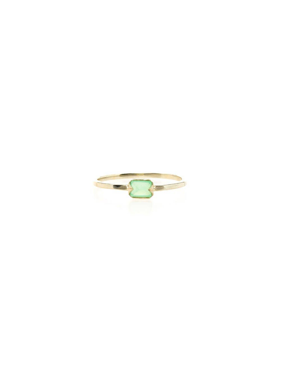 Far Out Ring - recycled sterling, recycled gold, Chrysoprase, Moonstone, Chalcedony