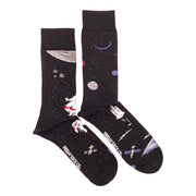 Fun Men's Socks | Space Scene | Mismatched | Premium Cotton