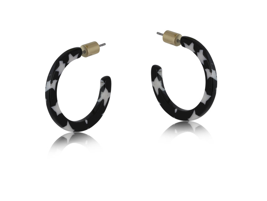 Black & White Resin Hoop Earrings