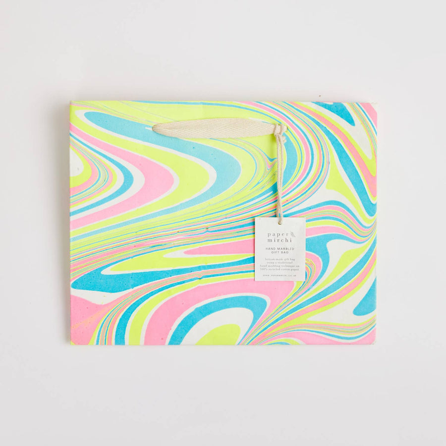 Hand Marbled Gift Bags (Medium) - Neon