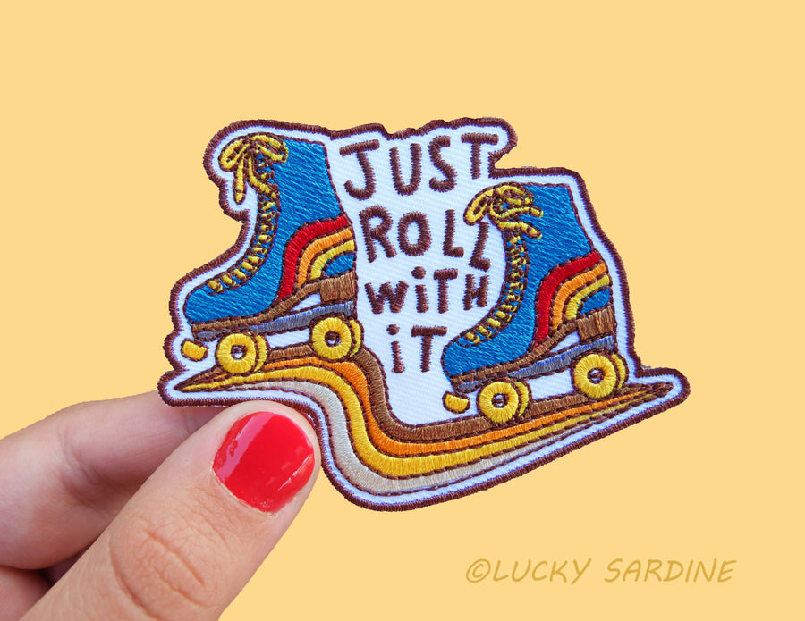 Roller Skates, Just Roll With It, Embroidered Patch