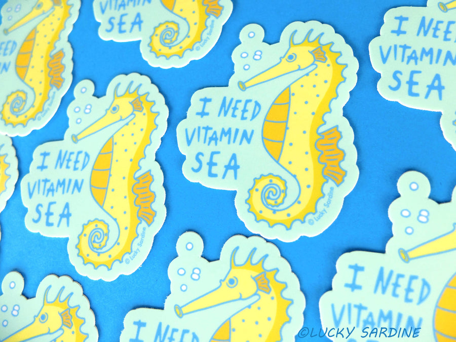 I Need Vitamin Sea, Seahorse Vinyl Sticker