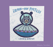 Cat Alien, UFO Spaceship Embroidered Patch