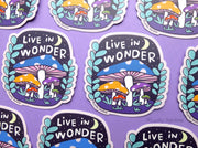 Live In Wonder, Mushrooms Rainbow Vinyl Sticker