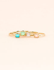 Far Out Ring - recycled sterling, recycled gold, Chrysoprase, Moonstone, Chalcedony