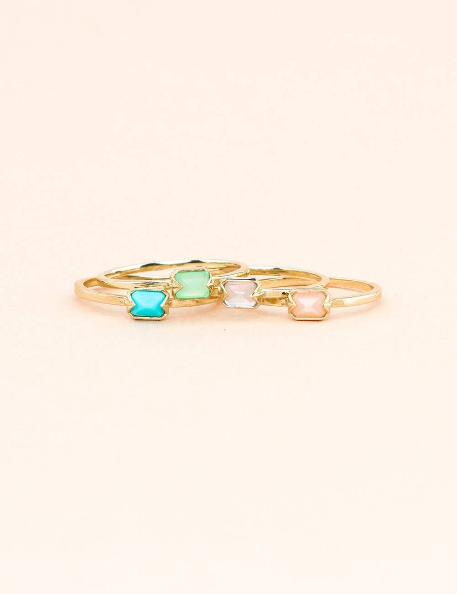 Far Out Ring - recycled sterling, recycled gold, Chrysoprase, Moonstone, Chalcedony