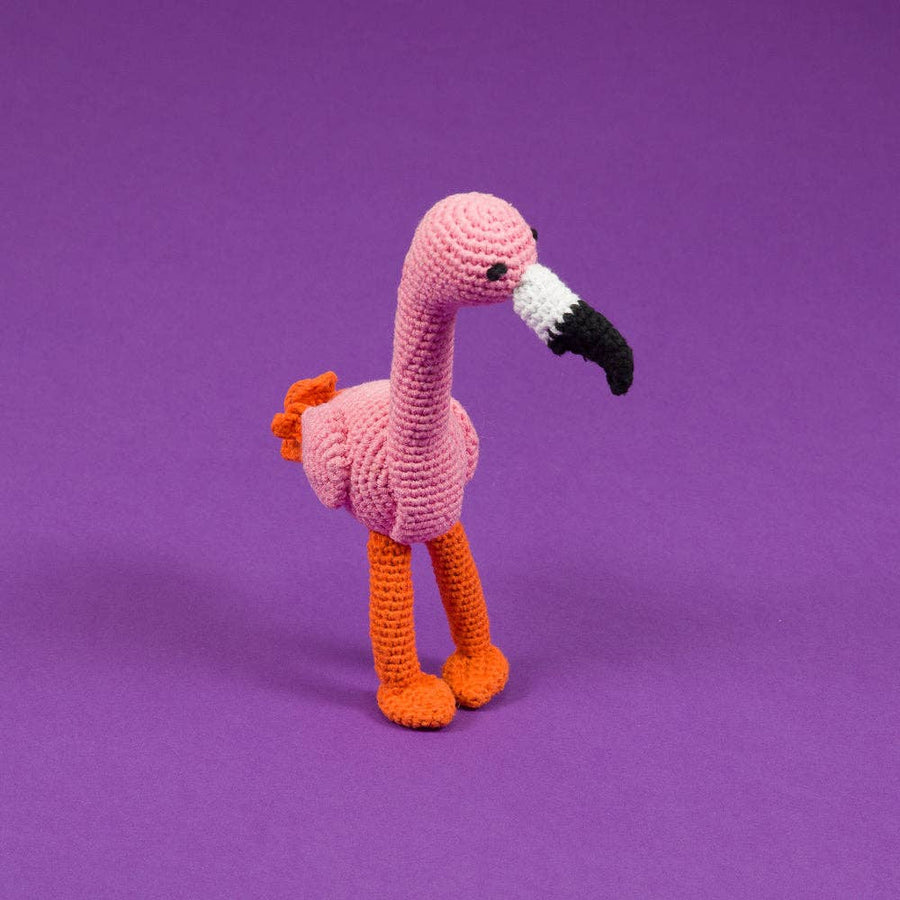 Flamingo Dog Toy - 100% Organic Cotton & Natural Dyes - Fair-Trade Handmade Crochet Flamingo Dog Toy