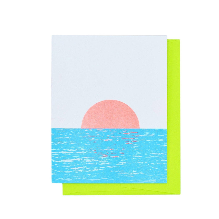 Sunset on the River - Risograph Greeting Card