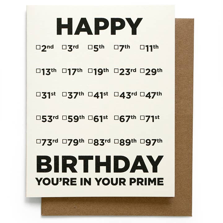 Prime Number Birthday Card