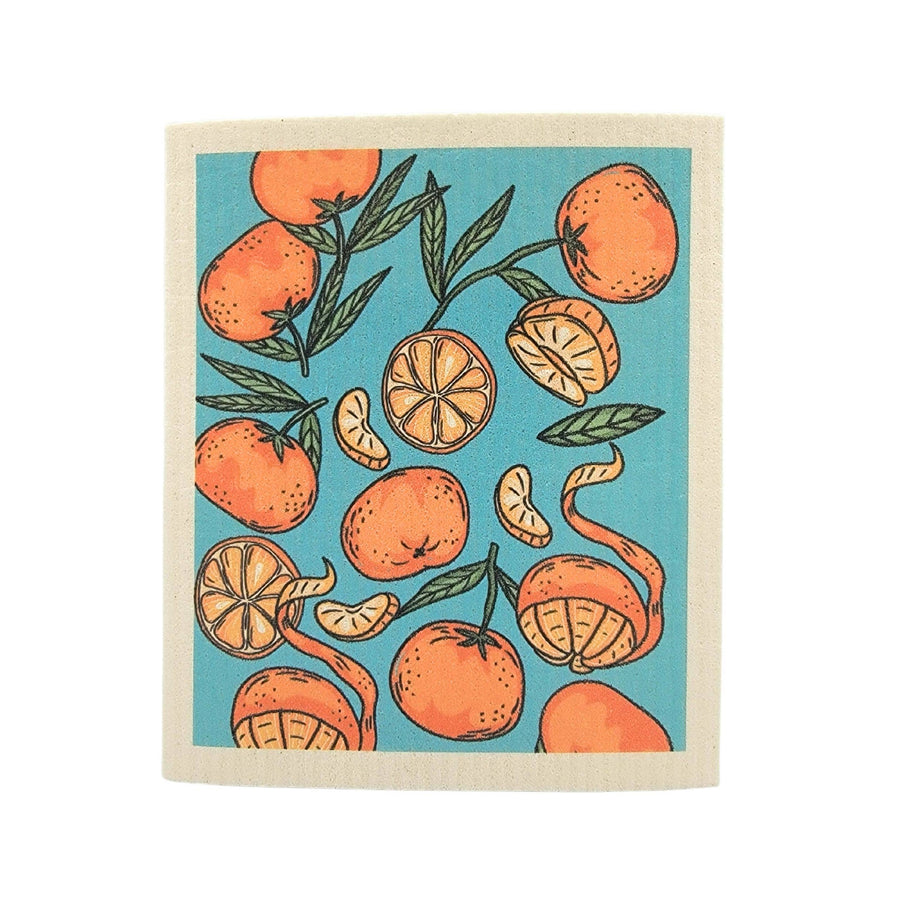 Swedish Dishcloths - Oranges, Lillies, mushrooms