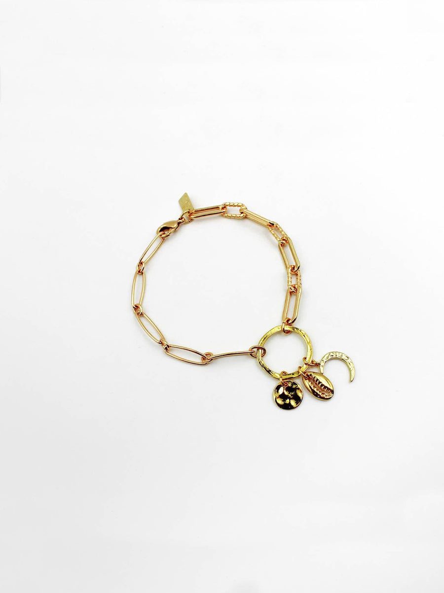 Bracelet bimatière rond doré