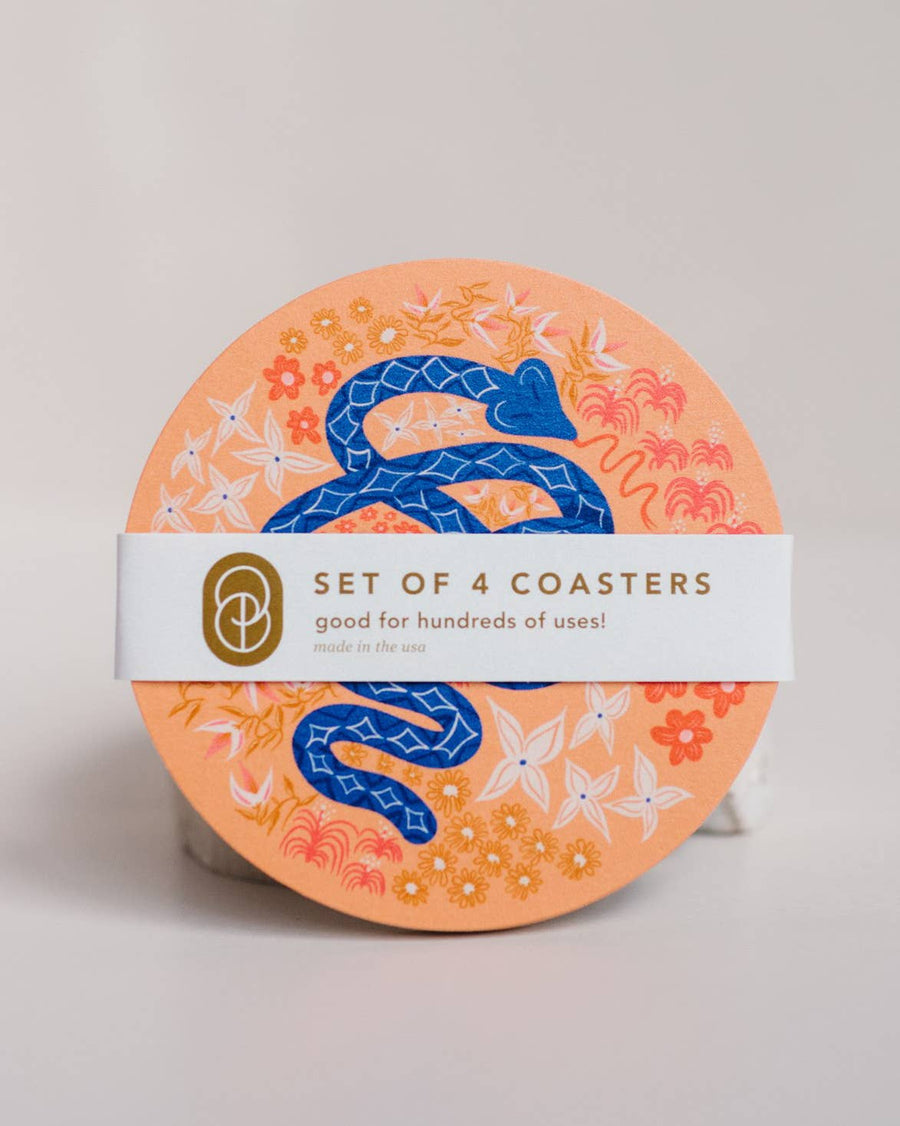 Snake Reusable Chipboard Coasters