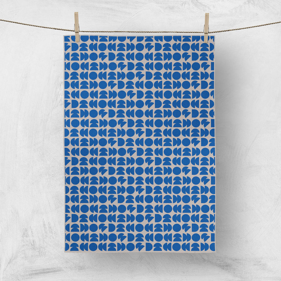 Circle Study print - 100% linen Tea Towel