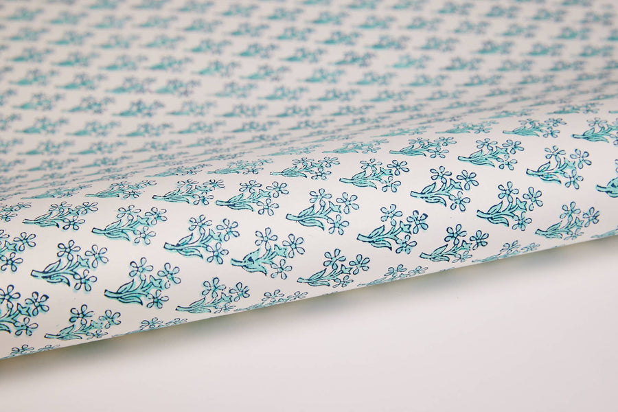 Hand Block Printed Gift Wrap Sheets - Primrose Breeze