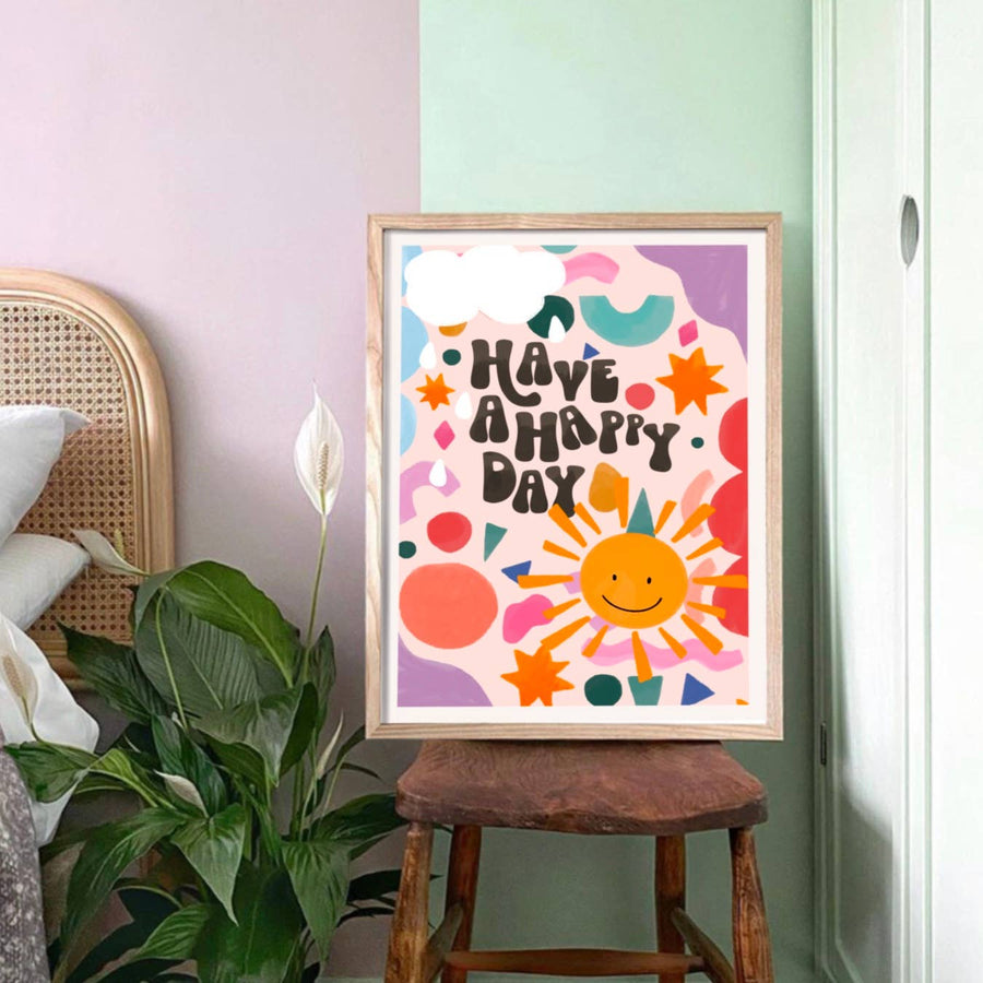 Happy Day Art Print, Children’s Room, Bright and Colourful,