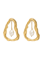 Organic drop earrings with pearl