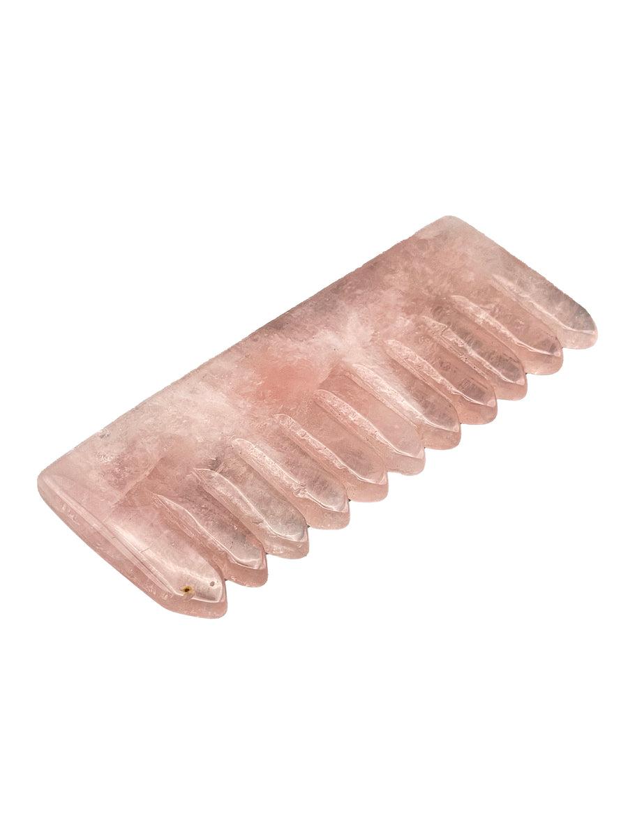 Rose Quartz crystal comb and scalp massager