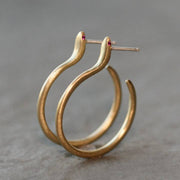 Snake Hoop Earrings in Brass or Sterling Silver with Gemston: Brass / Sapphires
