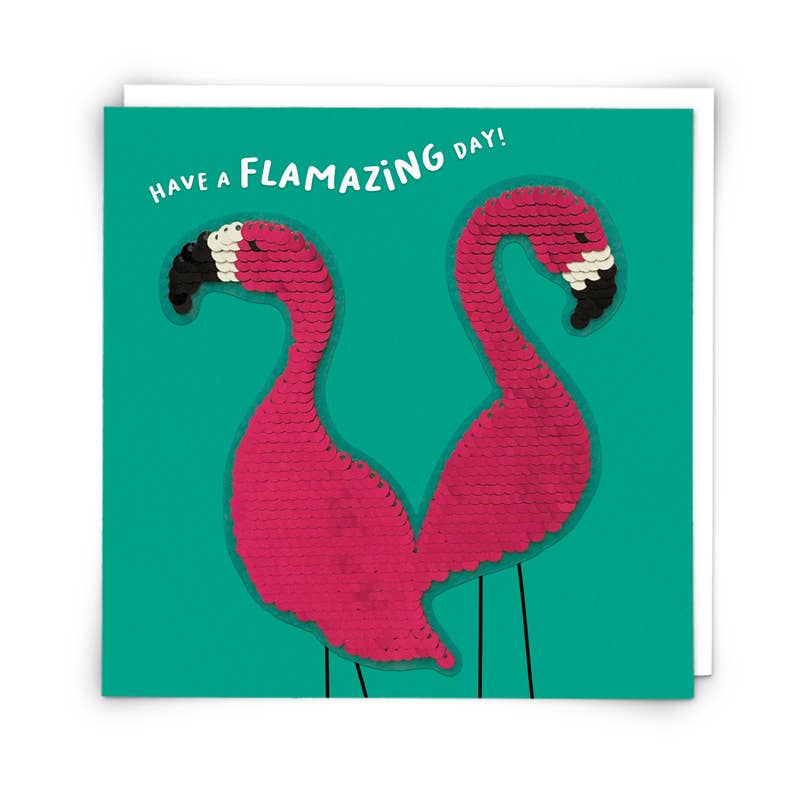 Flamingo Card with Reusable Reversible Sequin Patch