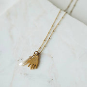 Hand + Pearl Charm Necklace
