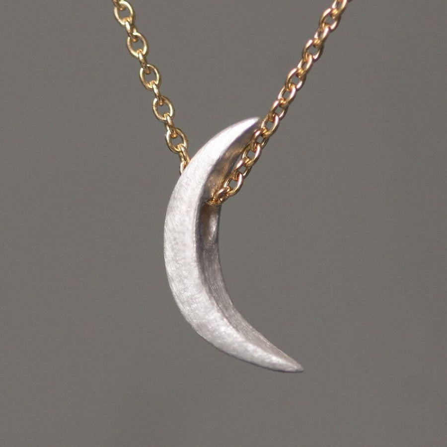 Crescent Moon Necklace in Sterling Silver: 17" / Yellow Gold Fill